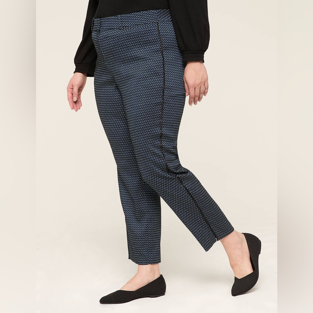 Lane Bryant Jacquard Blue Patterned Straight Leg Pants
